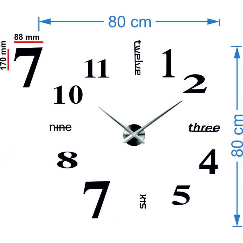Moderne Wanduhr sieben 2D Plexiglas SPIEGEL