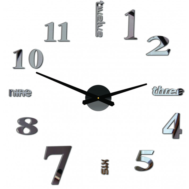 Moderne Wanduhr sieben 2D Plexiglas SPIEGEL