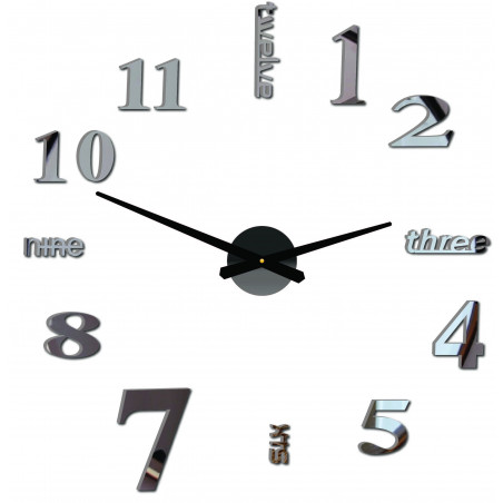 Moderne Wanduhr sieben 2D Plexiglas SPIEGEL Moderne Wanduhr sieben 2D Plexiglas SPIEGEL