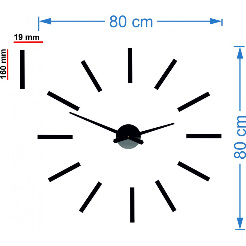 Moderne Wanduhr mit 2D Plexiglas MIRROR Sticks