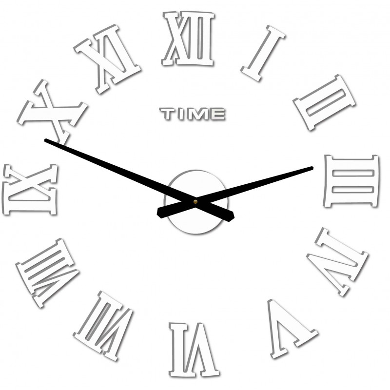 Wanduhr selbstklebend MAXI PLEXI - Römische Ziffern 2D
