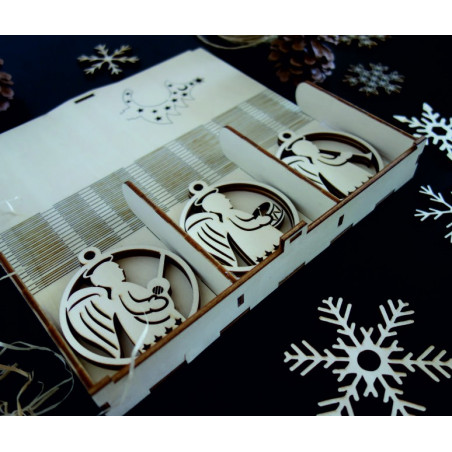 Vintage Holz Weihnachtsschmuck, Das Set enthält 18 Stück