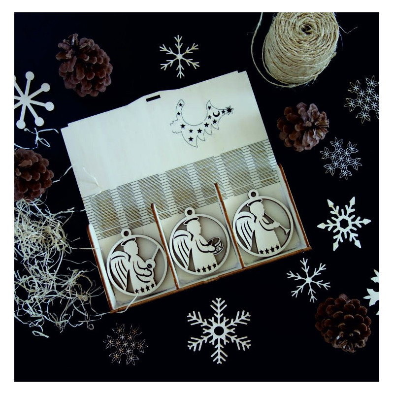 Vintage Holz Weihnachtsschmuck, Das Set enthält 18 Stück