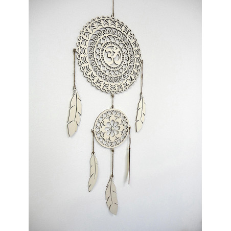 Traumfänger aus Holz mit OM-Mandala, handgefertigt, natürliche Dekoration, geeignet als Geschenk. Traumfänger aus Holz mit OM-Mandala, handgefertigt, natürliche Dekoration, geeignet als Geschenk.