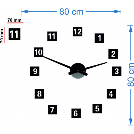 Große quadratische Wanduhr (Wanduhr aus Kunststoff) 2D DEKOR Große quadratische Wanduhr (Wanduhr aus Kunststoff) 2D DEKOR
