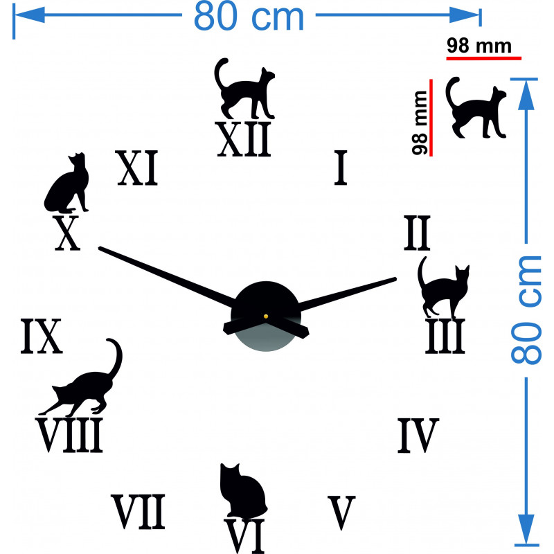 DIY CAFORD 2D Katze Wanduhr