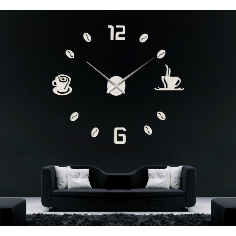 Große Wanduhr mit Klebstoff COFFE PLEXI