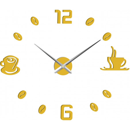 Große selbstklebende Wanduhr COFFE PLEXI Große selbstklebende Wanduhr COFFE PLEXI