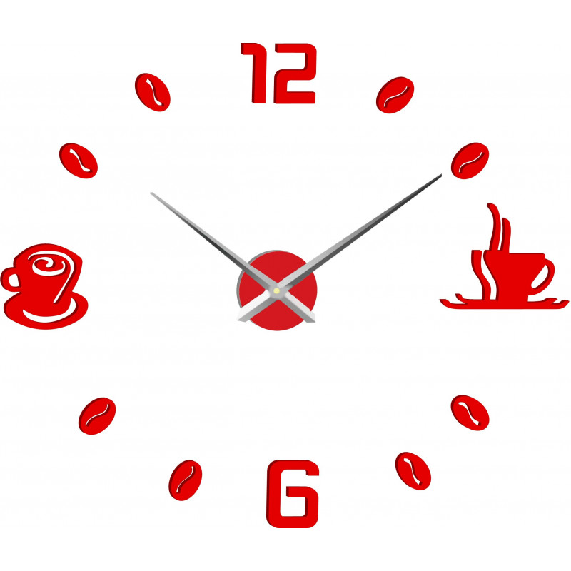 Große Wanduhr mit Klebstoff COFFE PLEXI