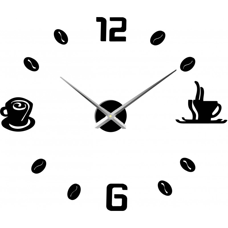 Große Wanduhr mit Klebstoff COFFE PLEXI