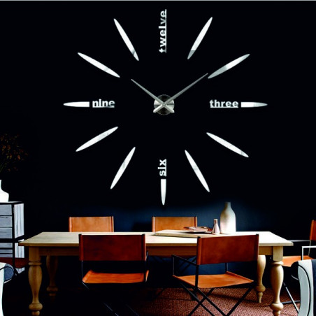 Große Wanduhr Klebespiegel 3D DIY SIX Große Wanduhr Klebespiegel 3D DIY SIX
