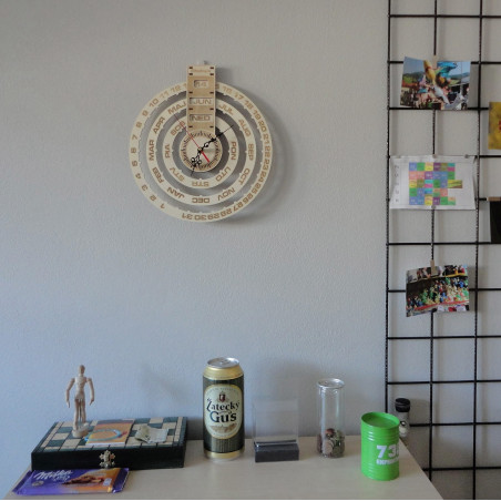 Holzkalender Wanduhr Kalender aus Holz mit Lasergravur CALENDAR