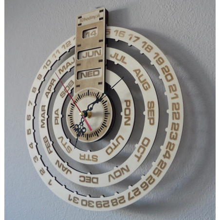 Holzkalender Wanduhr Kalender aus Holz mit Lasergravur CALENDAR
