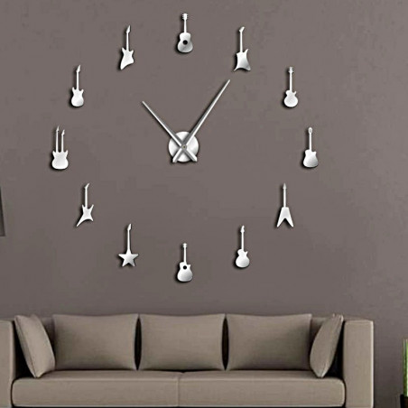 Wanduhr Gitarre Modern Aufkleber Spiegel Uhr DIY GUITAR