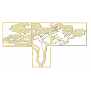 Holzbild an der Wand HANAA Das Bild besteht aus drei Teilen POLONGE 2