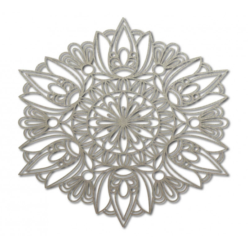 Geschnitztes Mandala-Holzgemälde auf Sperrholzwandrose