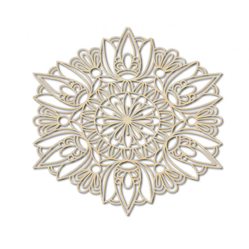 Geschnitztes Mandala-Holzgemälde auf Sperrholzwandrose