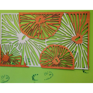 Geschnitztes Bild an der Wand aus Holz Sperrholz orange... 2