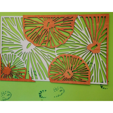 Geschnitztes Bild an der Wand aus Holz Sperrholz orange 3D-Effekt KODJAK