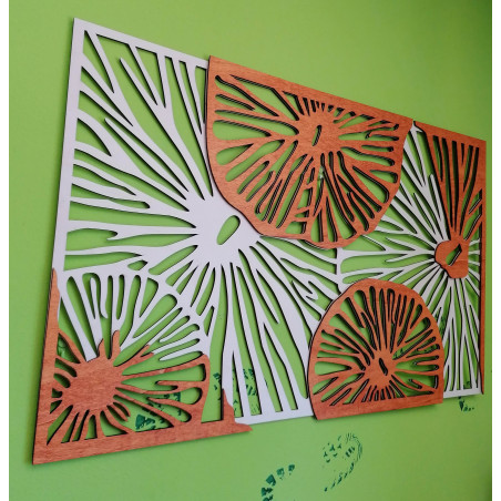 Geschnitztes Bild an der Wand aus Holz Sperrholz orange 3D-Effekt KODJAK