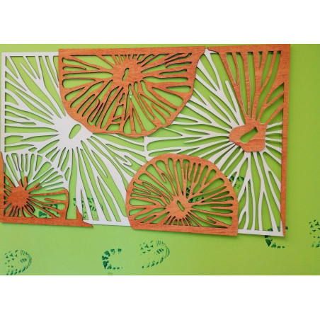 Geschnitztes Bild an der Wand aus Holz Sperrholz orange 3D-Effekt KODJAK