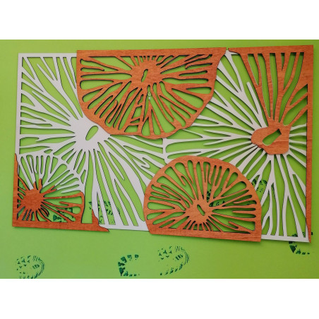 Geschnitztes Bild an der Wand aus Holz Sperrholz orange 3D-Effekt KODJAK