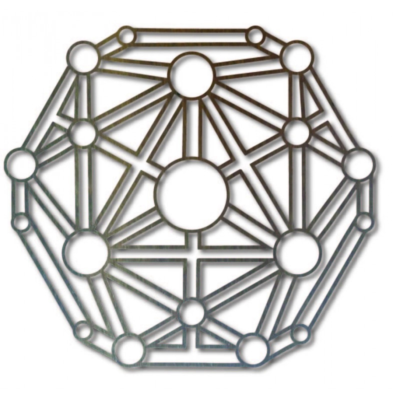 Geometrische Malerei auf einer Wand aus...