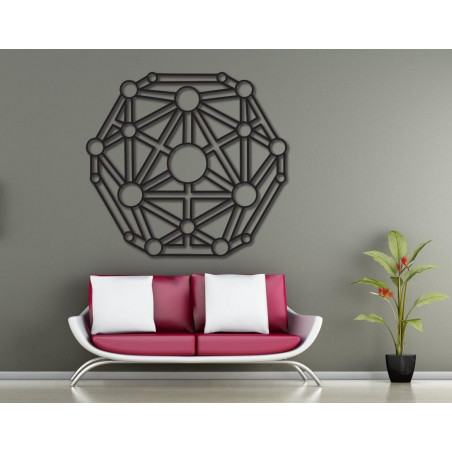 Geometrische Malerei auf einer Wand aus Holzsperrholz